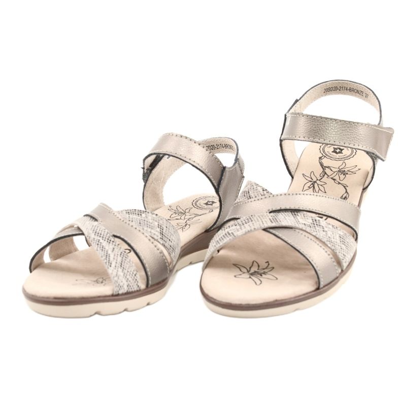 Evento Bekväma lädersandaler 20SD20-2174 Brons beige brun mångfärgad 1