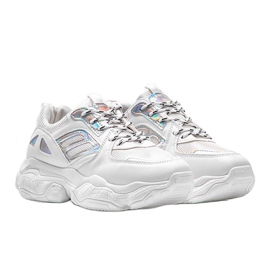 Vita och silver sneakers på en tjock Annette -sula 1