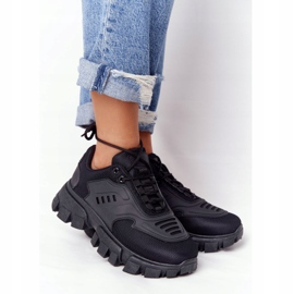 Kvinnors svarta sneakers på stor sula svart New York 2