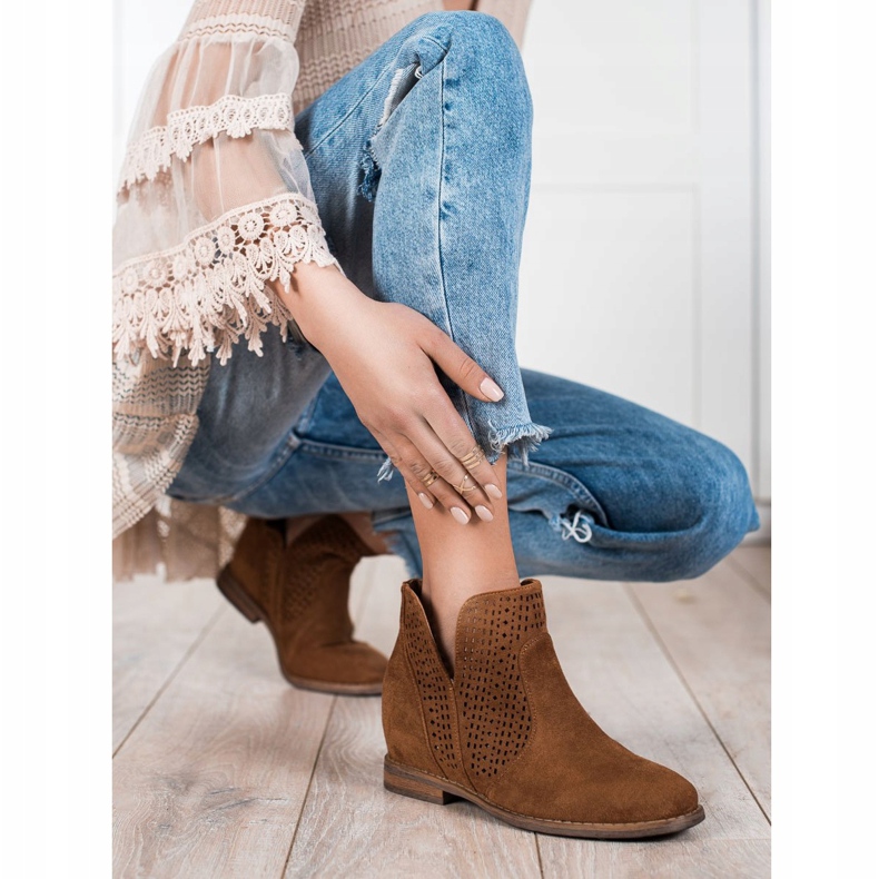 S. BARSKI Vårstövlar med utskurna S.BARSKI brun 1