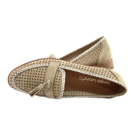 Sergio Leone Openwork Mockamockasiner MK735 Beige 4