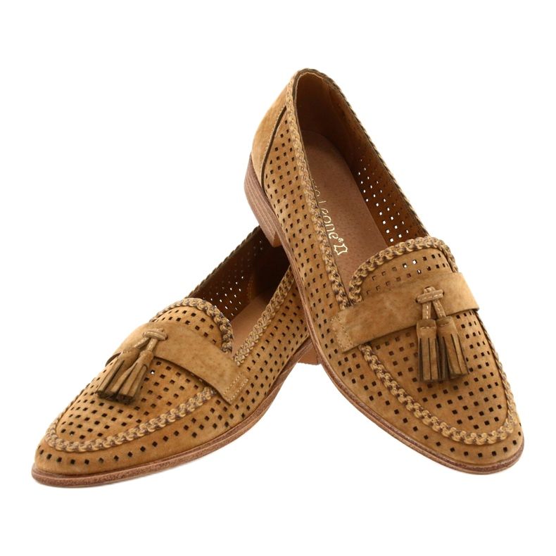 Openwork Mocka Loafers Sergio Leone MK735 Camel brun 3