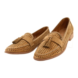 Openwork Mocka Loafers Sergio Leone MK735 Camel brun 1