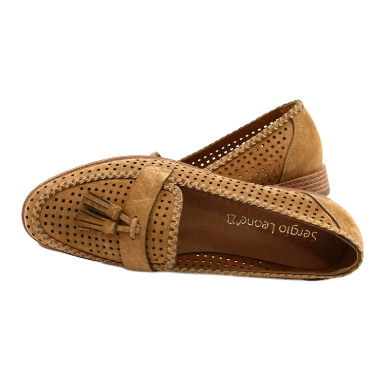 Openwork Mocka Loafers Sergio Leone MK735 Camel brun 4
