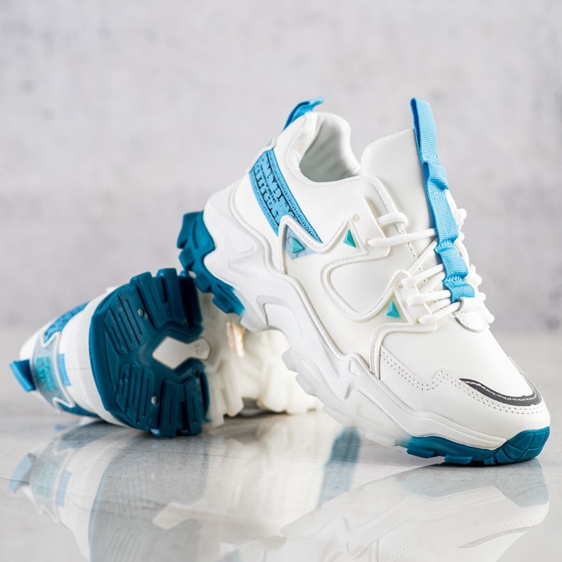 SHELOVET Sneakers med blå modeinsatser vit 1
