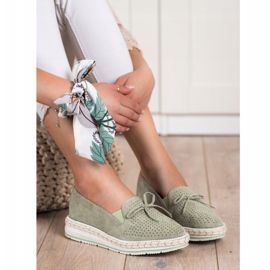 SHELOVET Openwork loafers på plattformen grön 2