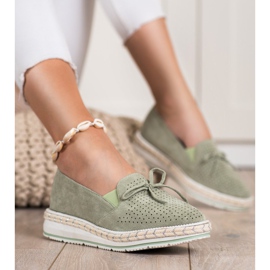 SHELOVET Openwork loafers på plattformen grön 1