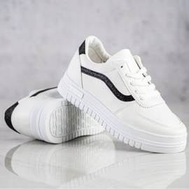 SHELOVET Vita sneakers med glitterinsats 1
