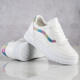 SHELOVET Vita sneakers med glitterinsats 2