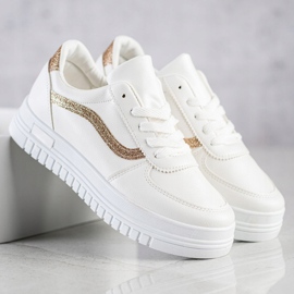 SHELOVET Vita sneakers med glitterinsats 1