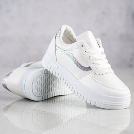 SHELOVET Vita sneakers med glitterinsats 2