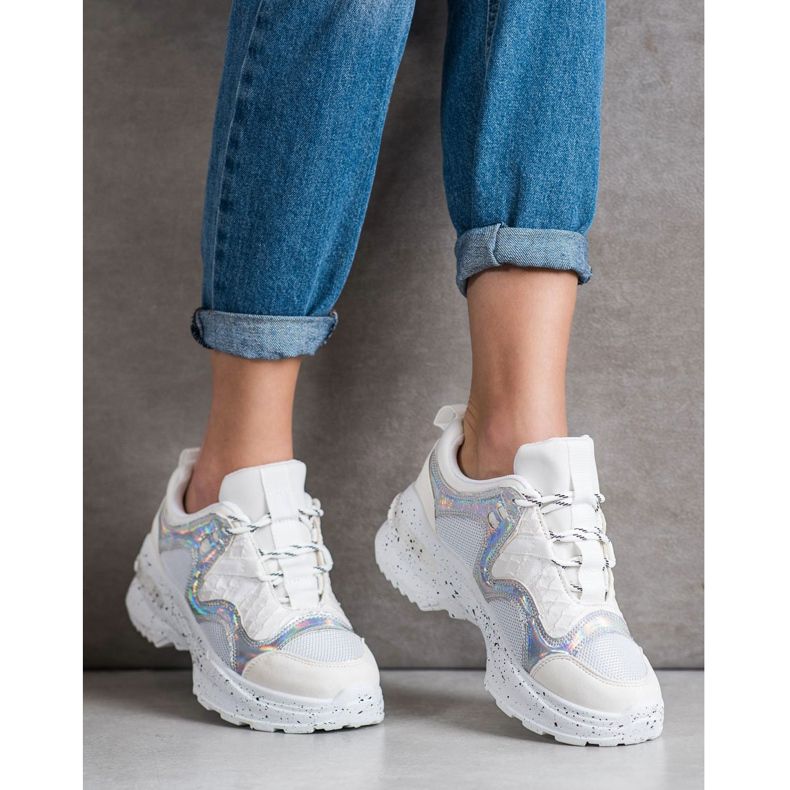 SHELOVET Sneakers med Holo -effekt vit mångfärgad 2