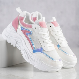 SHELOVET Sneakers med rosa inlägg vit mångfärgad 1