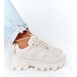 Damskor Sneakers Beige New York på stor sula 2