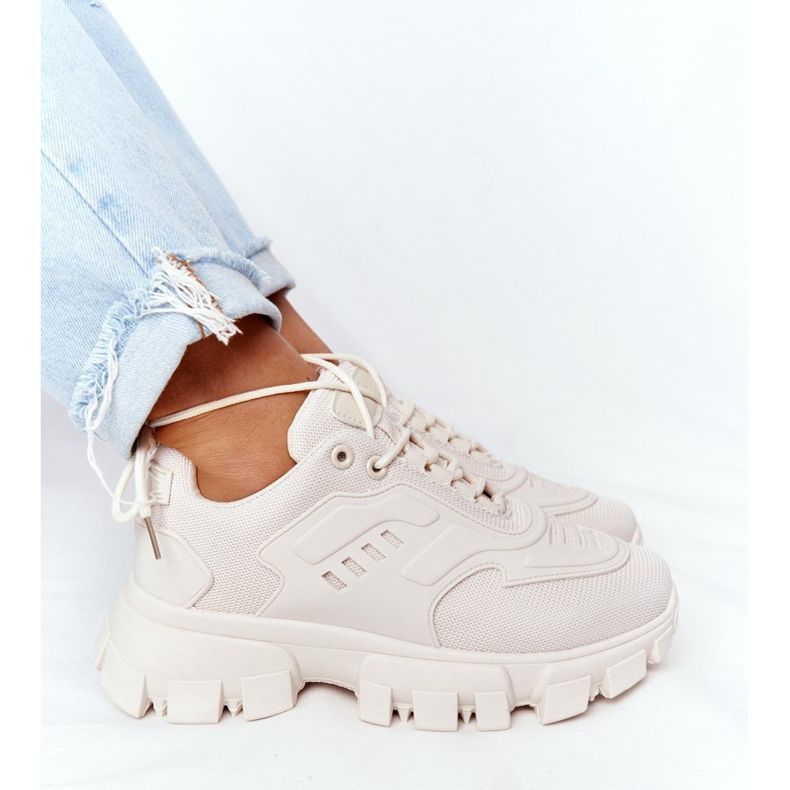 Damskor Sneakers Beige New York på stor sula 2