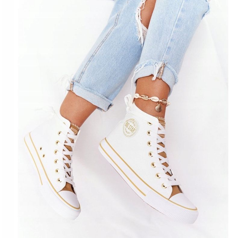 Kvinnors höga sneakers Big Star HH274450 Vit beige 2