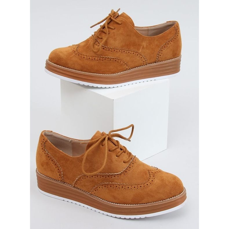 Dam snörade loafers camel 8998-46 Camel brun mångfärgad 1