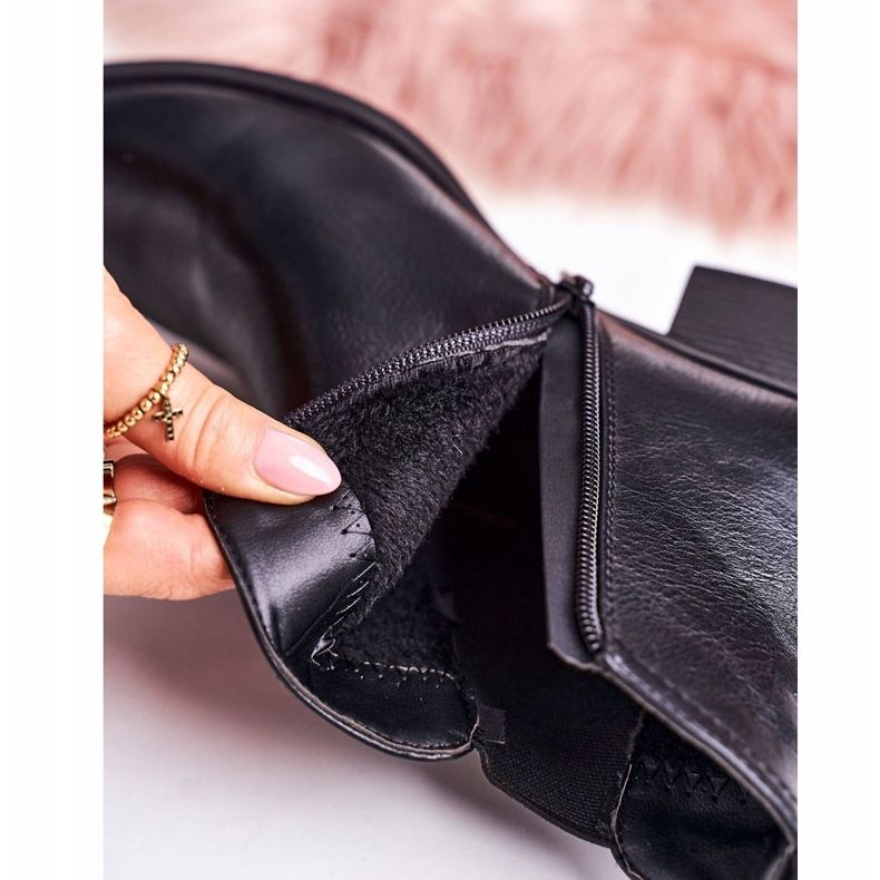 J. Star Kvinnors varma stövlar Jodhpur -stövlar på hälen för alltid svart 4