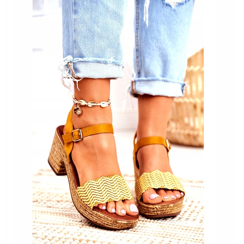 EVE Gula Fobi damsandaler på hög klack beige 3