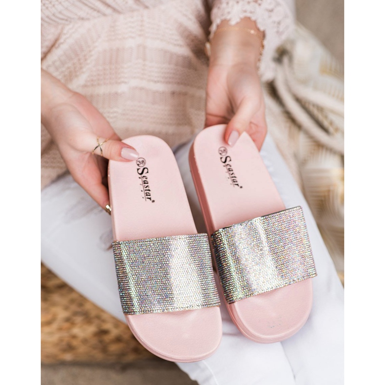 Seastar Tofflor Med Kristaller rosa 2