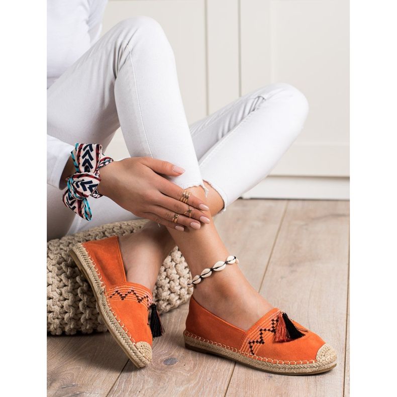 Best Shoes Fashionabla espadrillor med ornament orange 1