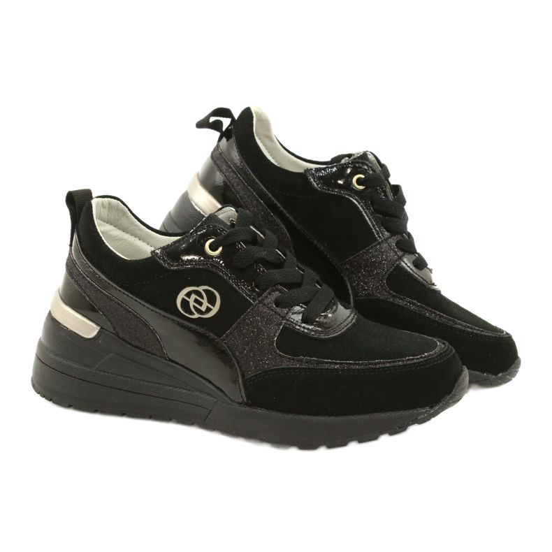 Evento Läder Wedge Sneakers dam 21PB08-3954 Svart 4