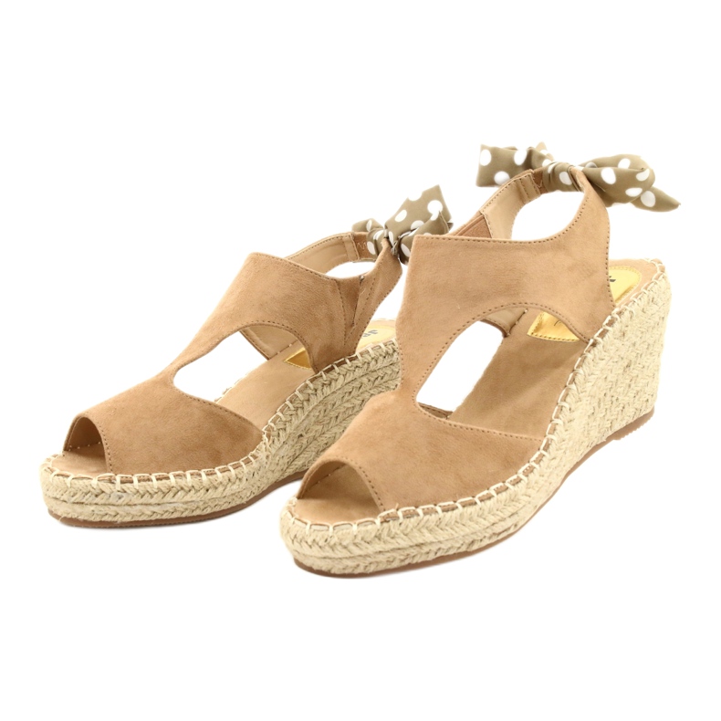 Kvinnors beige espadrille sandaler med en båge jezzi 21sd98-3593 1