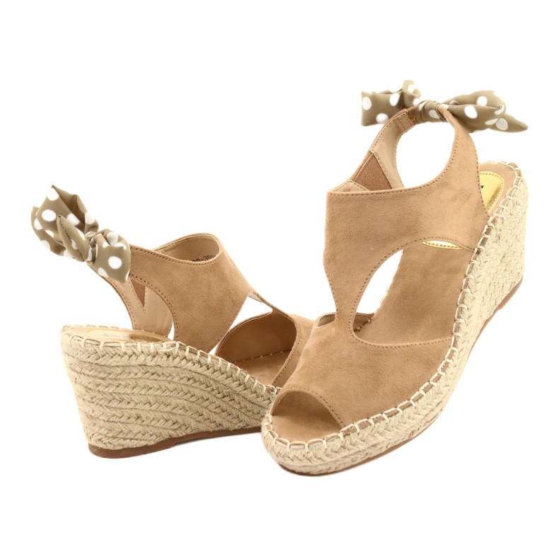 Kvinnors beige espadrille sandaler med en båge jezzi 21sd98-3593 3