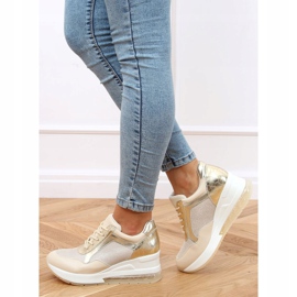 Sportskor på en dold kil beige och guld RQ288 Beige gyllene 1