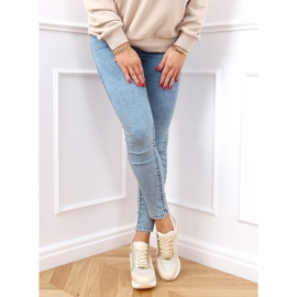 Sportskor på en dold kil beige och guld RQ288 Beige gyllene 2