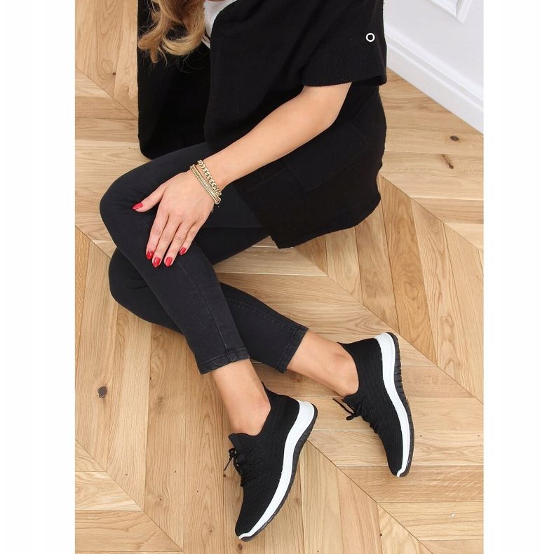 Svart BL1817-SP Svarta strumpor sportskor 2