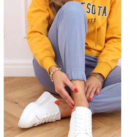 Vit och orange sneakers för kvinnor A88-63 Orange 1