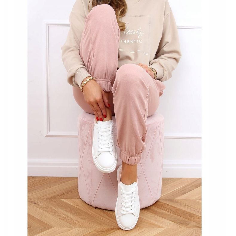 Kvinnors vita och rosa sneakers A88-63 Rosa 1