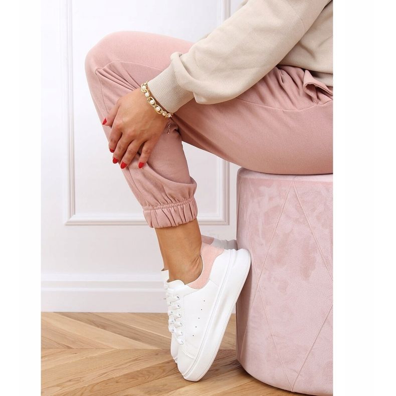 Kvinnors vita och rosa sneakers A88-63 Rosa 2