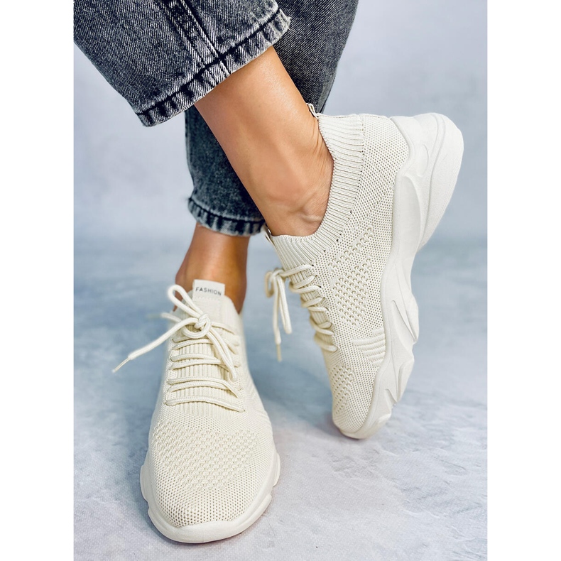 FF-10 Beige beige strumpa sportskor 2