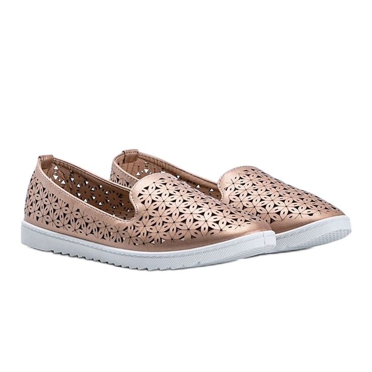 Champagne loafers med en genombruten Margari -finish rosa 1