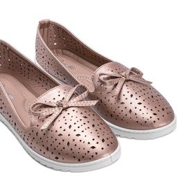 Champagne loafers med Madalyne genombruten finish rosa 1