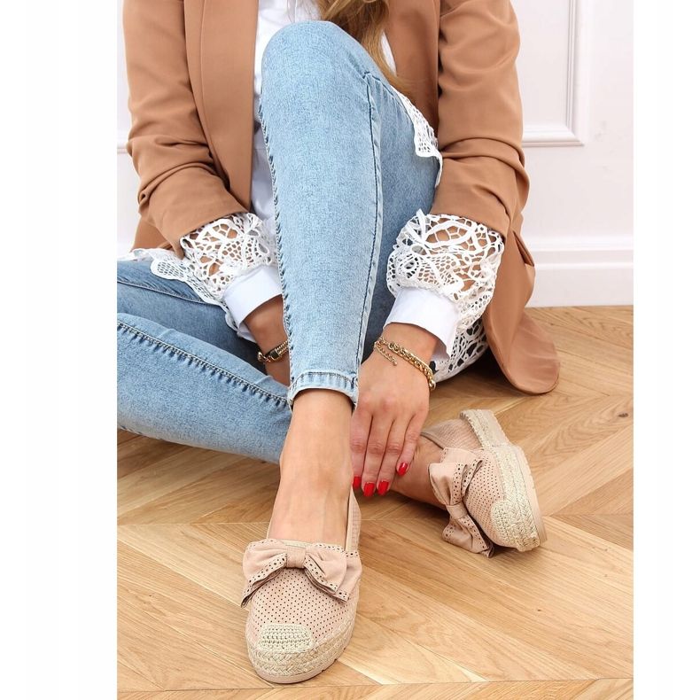 Dam beige och rosa espadriller J131-22 Beige 2
