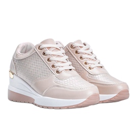 Rosa glänsande sneakers på Mara -kilen 1