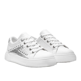 Vita sneakers med silver Gloria -tillbehör 1