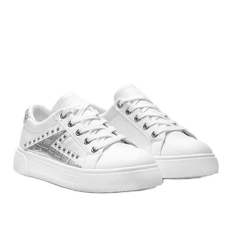 Vita sneakers med silver Gloria -tillbehör 1