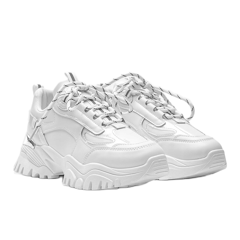 Vita sneakers med metalliska Ansley -insatser 1