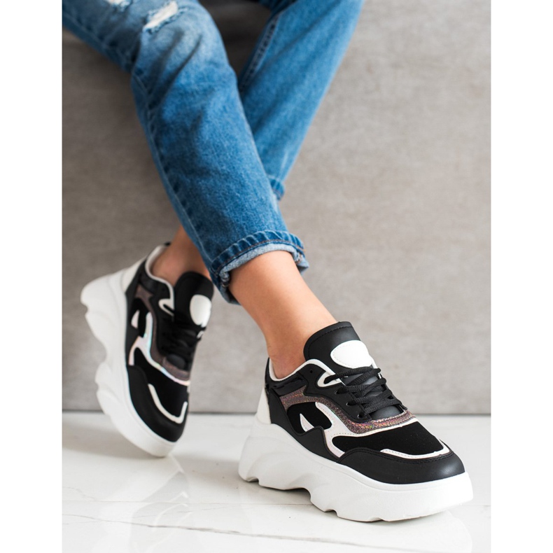 SHELOVET Trendiga sneakers vit svart 2
