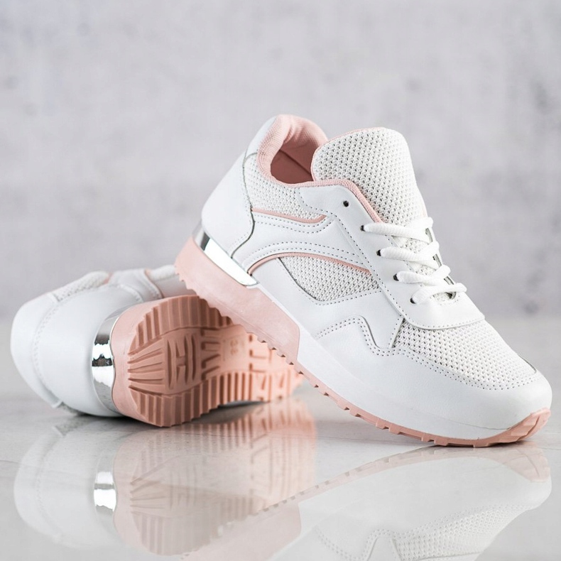 SHELOVET Snygga sneakers för våren vit rosa 1