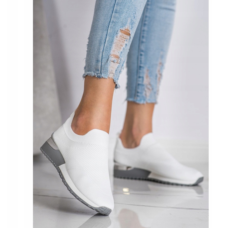 SHELOVET Textil Openwork sneakers vit 1