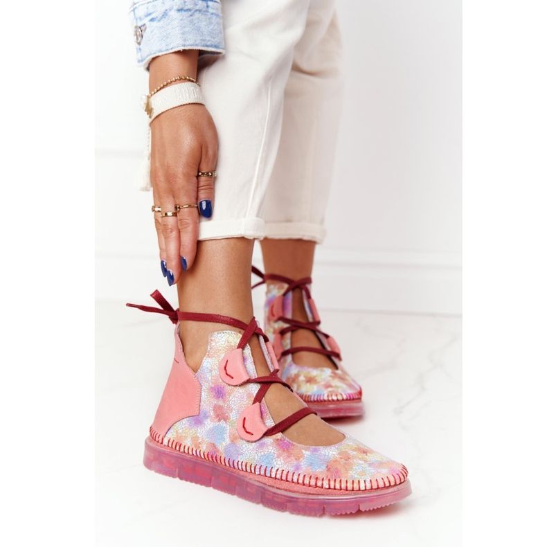 Läderstövlar för kvinnor Maciejka Pink 04457-15 rosa mångfärgad 1