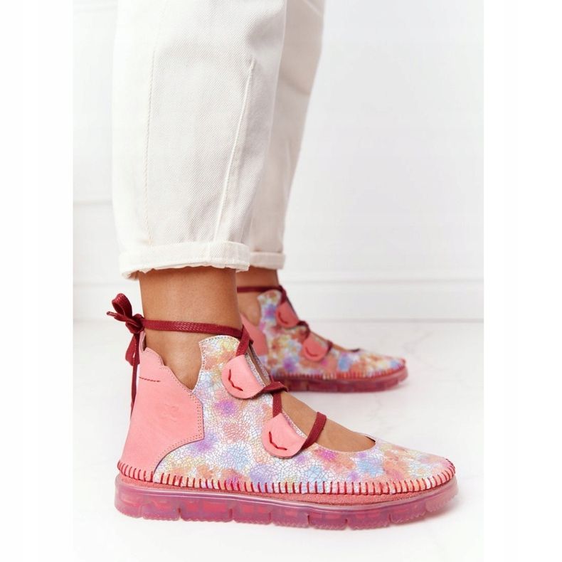 Läderstövlar för kvinnor Maciejka Pink 04457-15 rosa mångfärgad 2