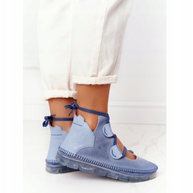 Läderstövlar för kvinnor Maciejka Blue 04457-06 blå mångfärgad 2