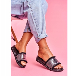 PS1 Flip-flops med kristaller på Black Candy Man-plattformen svart 1