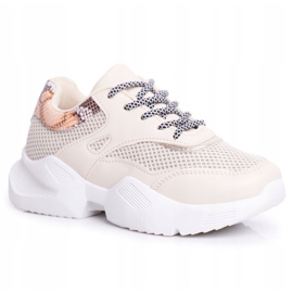 PS1 Kvinnors sportskor Snakeskin Beige Giselle brun gyllene 5